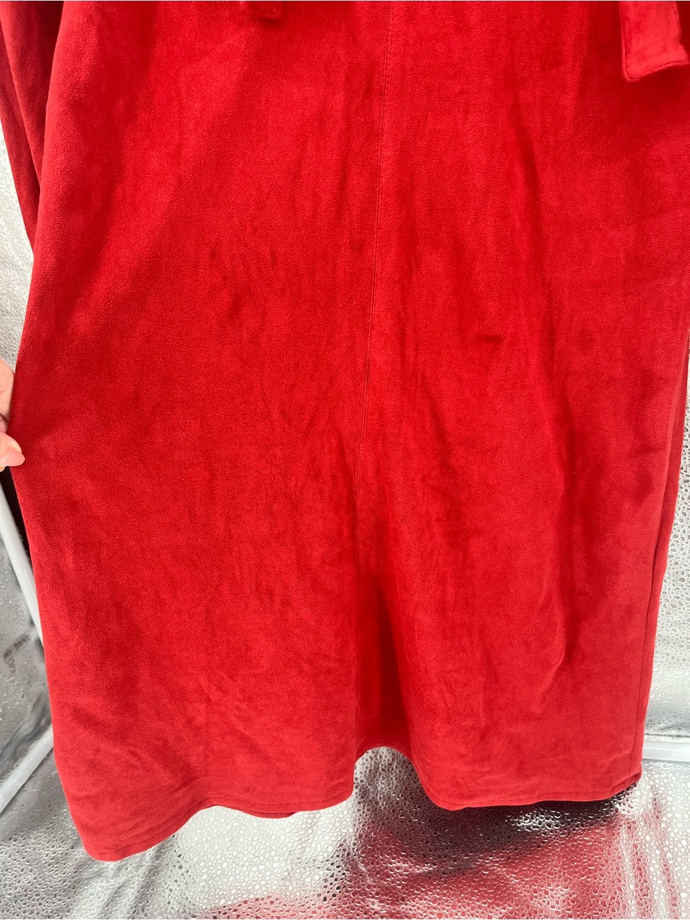 Laundry Shelli Segal Red Suede-Look Long Sleeve Tie Front Mini Dress USA XS Sz 2 - Picture 9 of 16